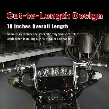 For Harley Touring 2014-2016 Hydraulic Clutch Cable Extension Line with 14/16 Inch Handlebars