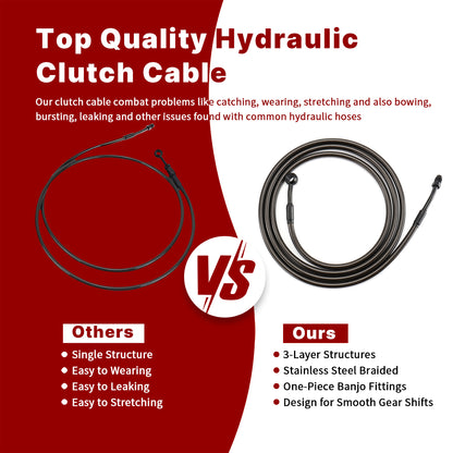 For Harley Touring 2014-2016 Hydraulic Clutch Cable Extension Line with 14/16 Inch Handlebars
