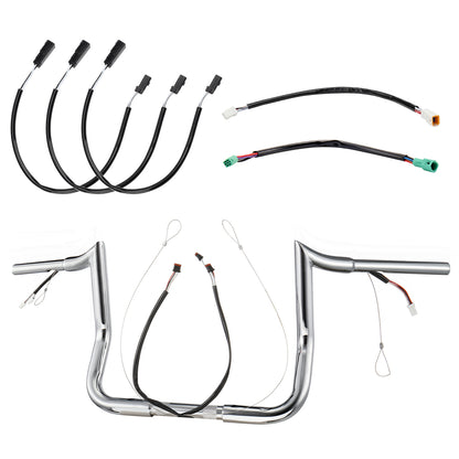 For Harley Touring 2014-2023 Meathook 1.25 Inch Pre-wried Handlebars with CAN-Bus Wire and Guiding Line
