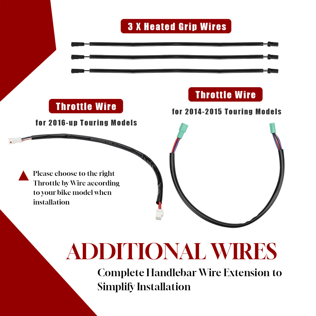 For Harley Touring 2014-2023 Meathook 1.25 Inch Pre-wried Handlebars with CAN-Bus Wire and Guiding Line