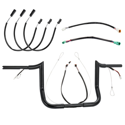 For Harley Touring 2014-2023 Meathook 1.25 Inch Pre-wried Handlebars with CAN-Bus Wire and Guiding Line