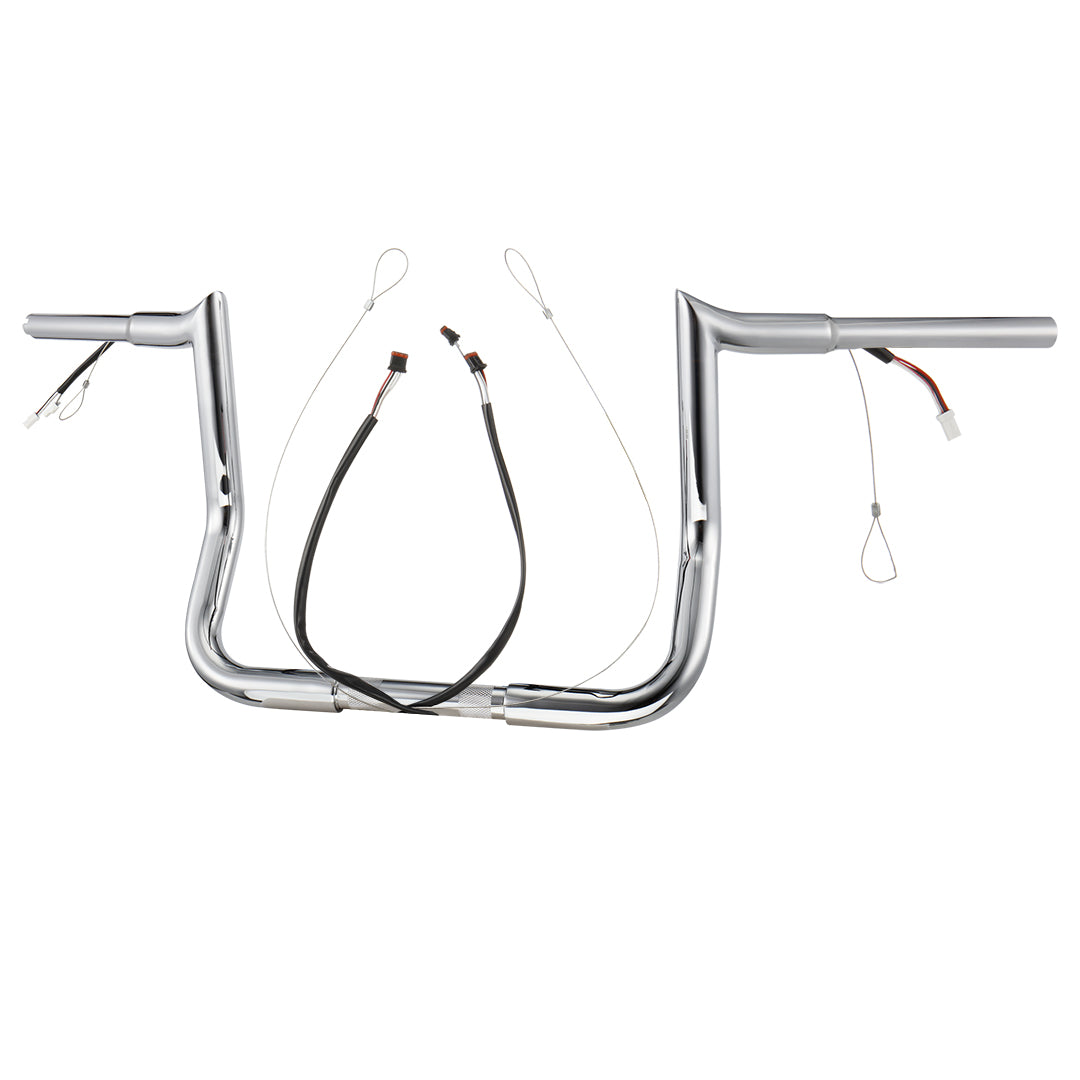 For Harley Touring 2014-2023 Meathook 1.25 Inch Fat Ape Hangers Pre-wried Handlebars