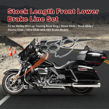 For Harley Touring 2014-Later Dual Front Lower Brake Lines Kit with ABS
