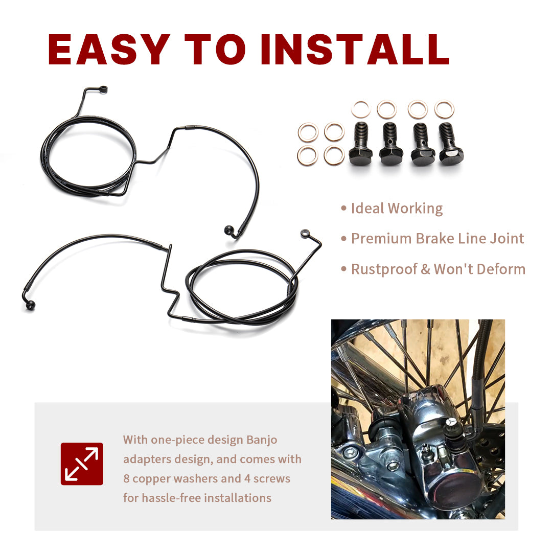 For Harley Touring 2014-Later Dual Front Lower Brake Lines Kit with ABS