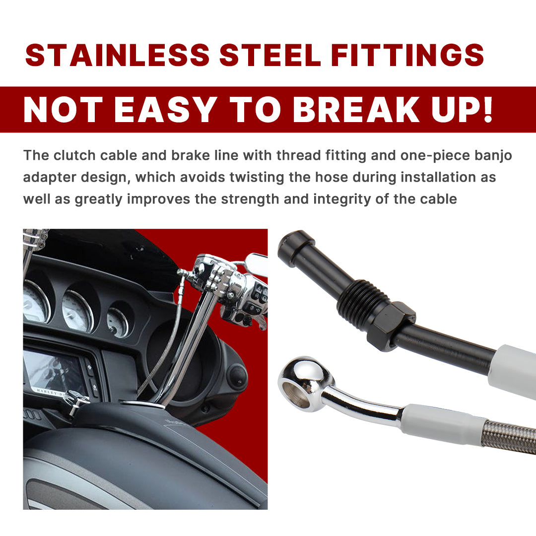 For Harley Touring 2017-2020 Cable Extension Kit with Clutch Cable Brake Line Electronic Throttle TBW CAN-Bus Wire without ABS Model