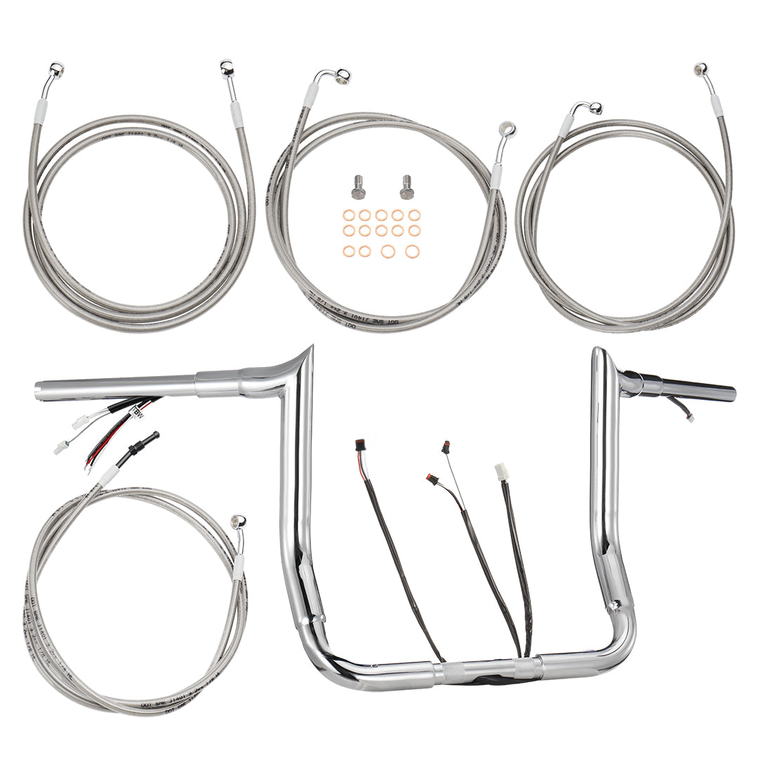 For Harley Touring 2017-2020 with ABS Meathook Prewired Handlebars with TBW & CAN-Bus Wire