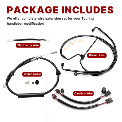 For Harley Touring 2021-2023 14/16 Inch Extended Cables Set without ABS