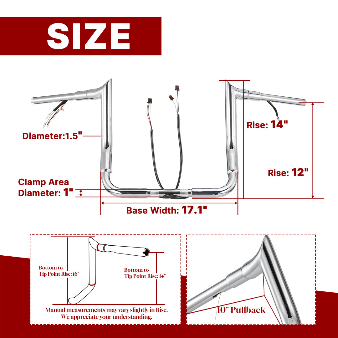 For Harley Touring 2021-2023 Meathook Prewired Handlebars with ABS