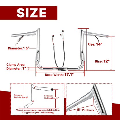 For Harley Touring 2021-2023 Meathook Prewired Handlebars with ABS