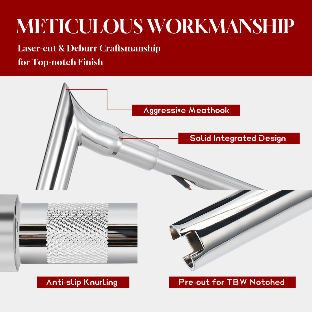 For Harley Touring 2014-2023 Meathook Prewired Handlebars with CAN-Bus Wire and Guiding Line