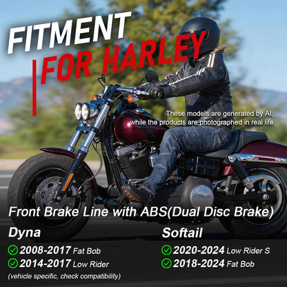 Front Brake Line for Harley 2008-2024 Dyna Softail with ABS