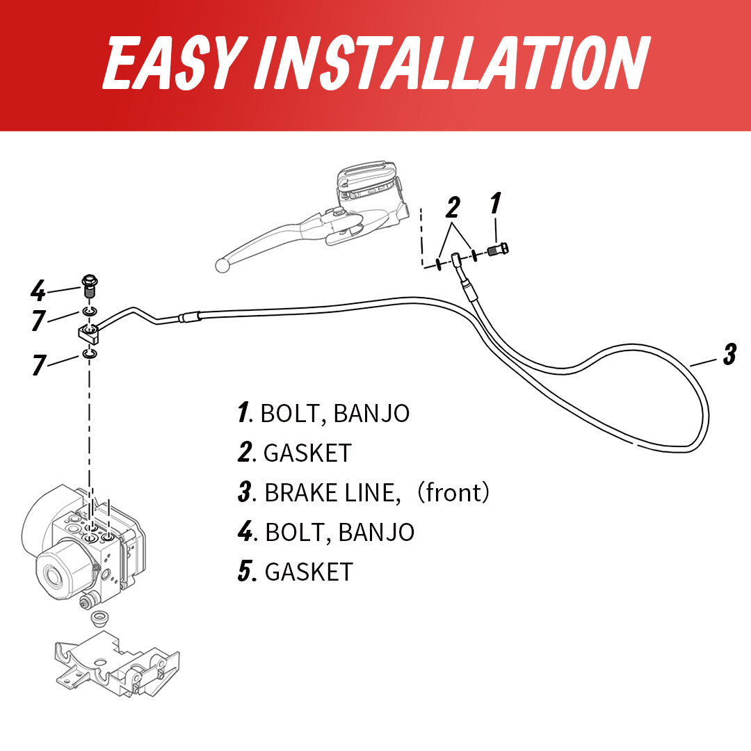 Front Brake Line Oil Hose for Harley 2014-Later Touring with ABS