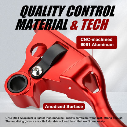 Hand Control Brake & Clutch Lever Touring Shorty Hands 3-Finger Levers Kit for Harley 2008-2023 with CNC 6061 Aluminum