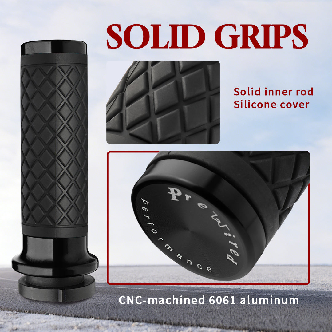 1" Handlebar Grips CNC 6061 Aluminum Electronic Throttle Hand Grip for Harley 2008-2024 Touring Softail Dyna with Rear End Cap