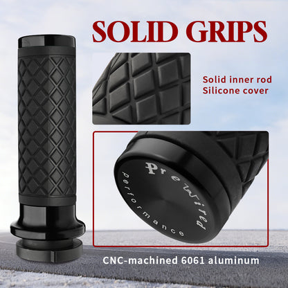 1" Handlebar Grips CNC 6061 Aluminum Electronic Throttle Hand Grip for Harley 2008-2024 Touring Softail Dyna with Rear End Cap