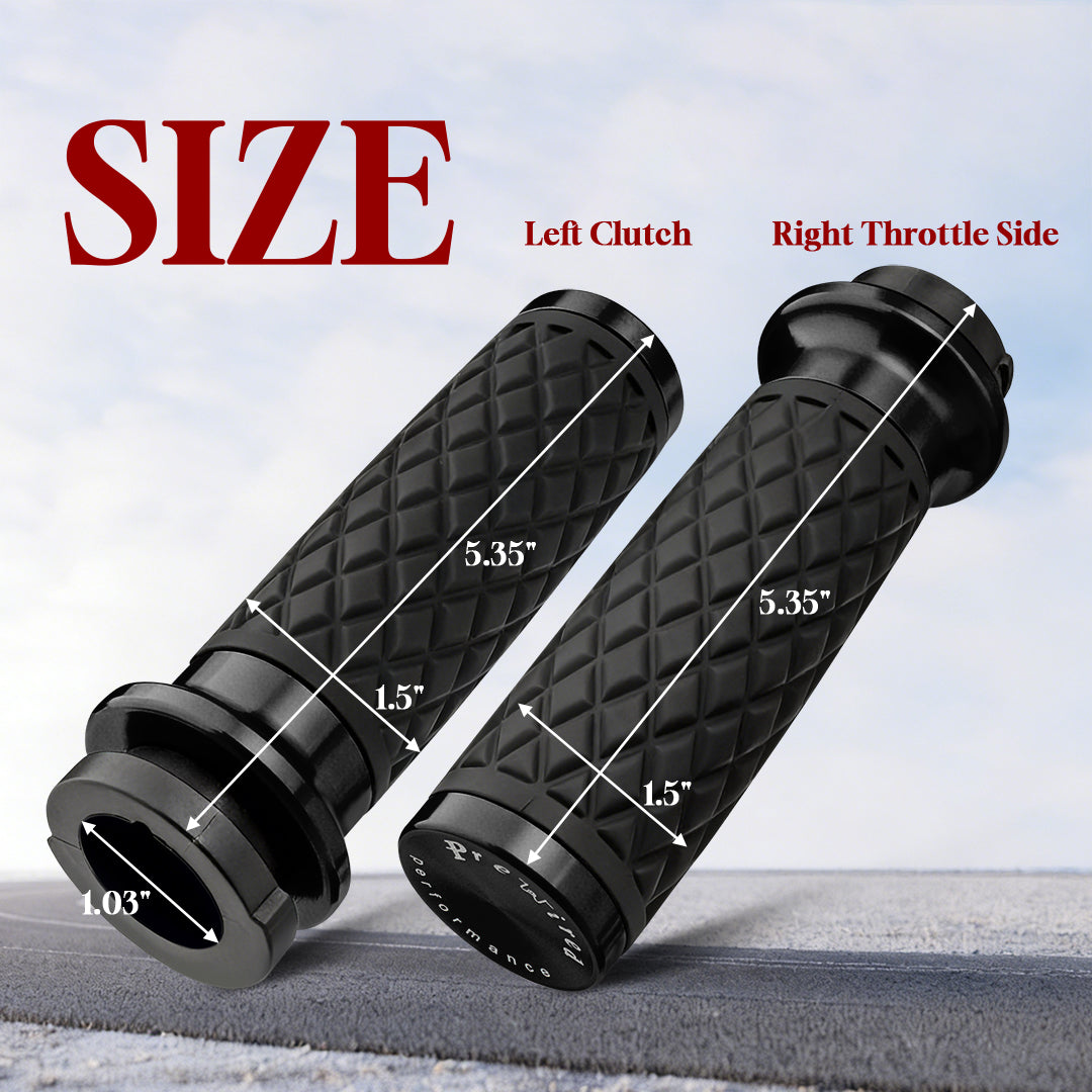 1" Handlebar Grips CNC 6061 Aluminum Electronic Throttle Hand Grip for Harley 2008-2024 Touring Softail Dyna with Rear End Cap