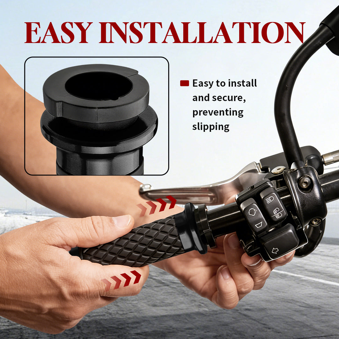 1" Handlebar Grips CNC 6061 Aluminum Electronic Throttle Hand Grip for Harley 2008-2024 Touring Softail Dyna with Rear End Cap