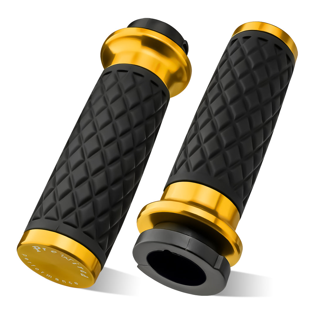 1" Handlebar Grips CNC 6061 Aluminum Electronic Throttle Hand Grip for Harley 2008-2024 Touring Softail Dyna with Rear End Cap