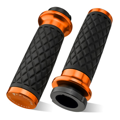 1" Handlebar Grips CNC 6061 Aluminum Electronic Throttle Hand Grip for Harley 2008-2024 Touring Softail Dyna with Rear End Cap
