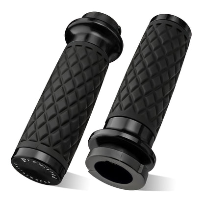 1" Handlebar Grips CNC 6061 Aluminum Electronic Throttle Hand Grip for Harley 2008-2024 Touring Softail Dyna with Rear End Cap