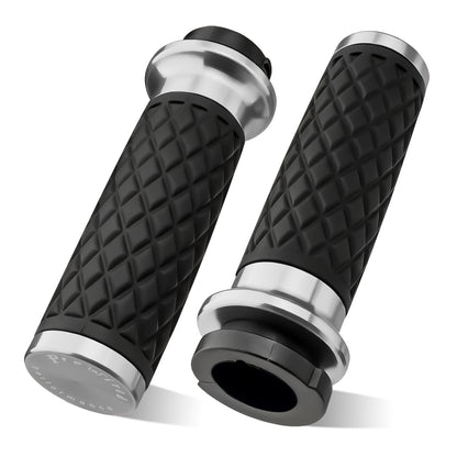 1" Handlebar Grips CNC 6061 Aluminum Electronic Throttle Hand Grip for Harley 2008-2024 Touring Softail Dyna with Rear End Cap