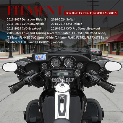 1" Handlebar Grips CNC 6061 Aluminum Electronic Throttle Hand Grip for Harley 2008-2024 Touring Softail Dyna with Rear End Cap