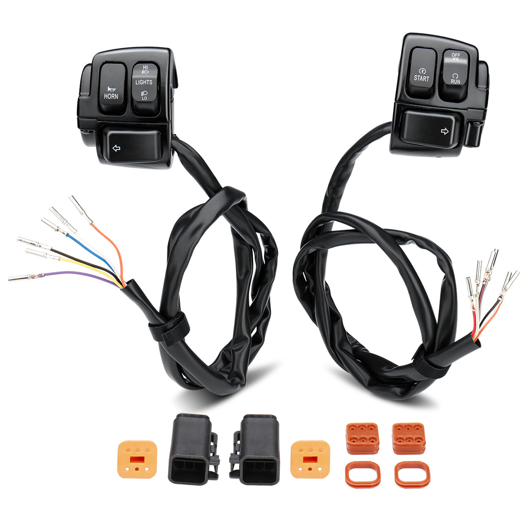 Handlebar Switch Control & Extension Cable Wire Kit for Harley Sportster Dyna Softail Road King 1996-2006