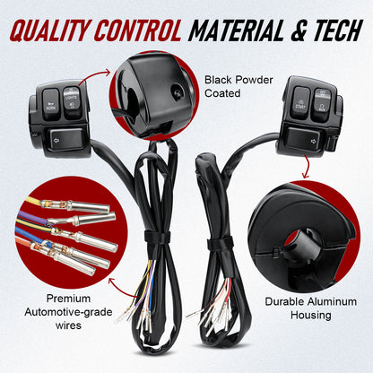 Handlebar Switch Control & Extension Cable Wire Kit for Harley Sportster Dyna Softail Road King 1996-2006