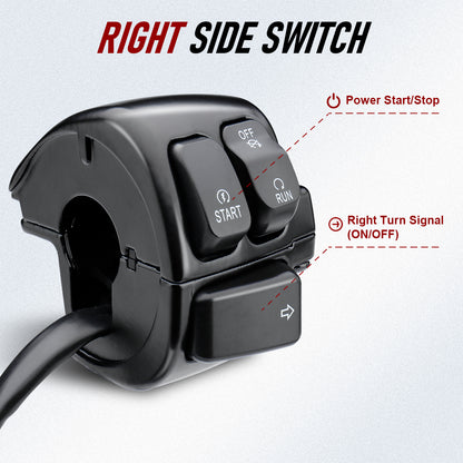 Handlebar Switch Control & Extension Cable Wire Kit for Harley Sportster Dyna Softail Road King 1996-2006
