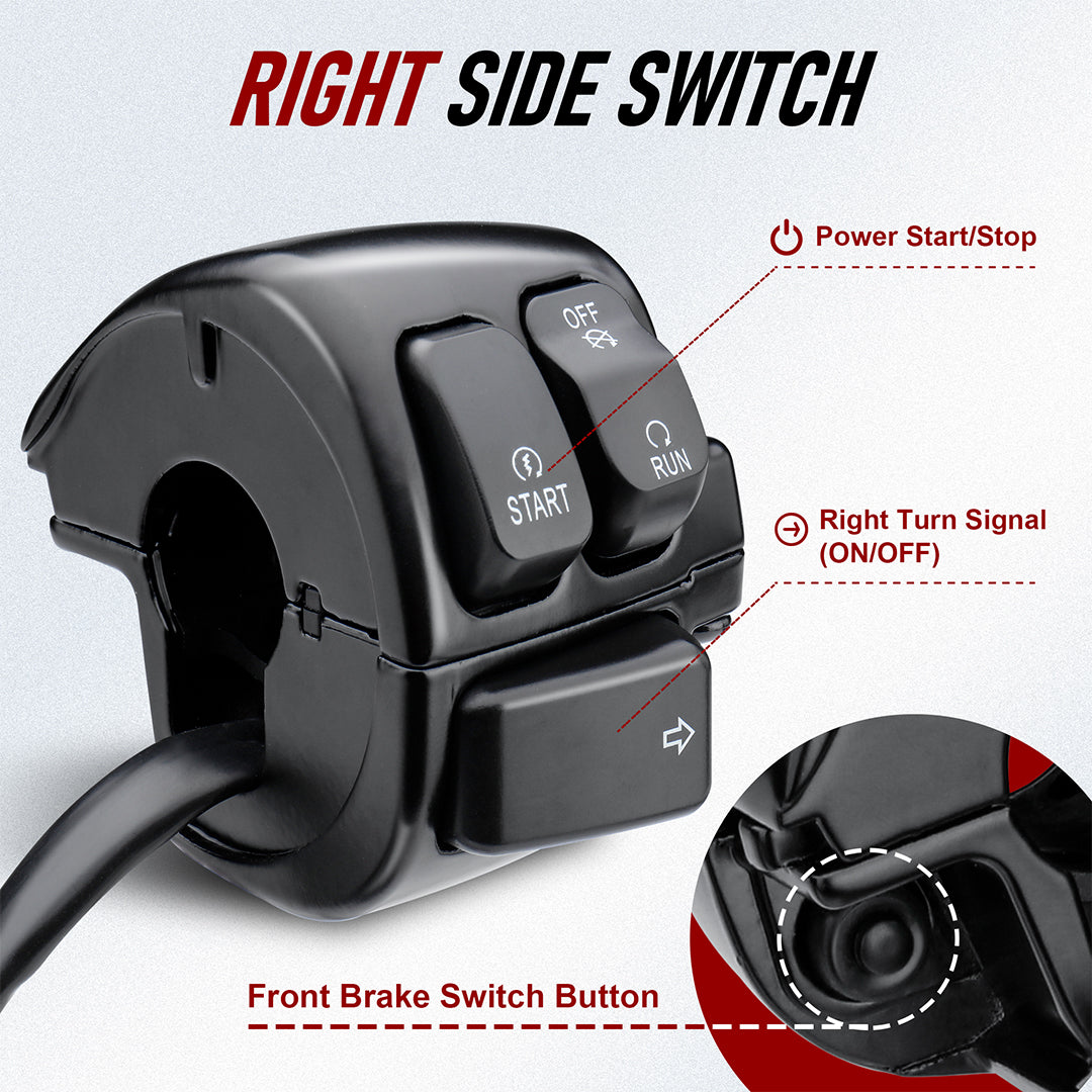 Handlebar Switch Control & Extension Cable Wire Kit for Harley Sportster Dyna Softail Road King 1996-2006