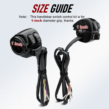 Handlebar Switch Control & Extension Cable Wire Kit for Harley Sportster Dyna Softail Road King 1996-2006
