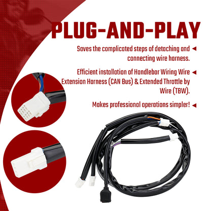 Handlebar Wiring Wire Extension Harness (CAN Bus) & Extended Throttle by Wire (TBW) for Harley Street Glide 2023-Later