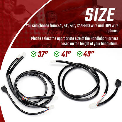 Handlebar Wiring Wire Extension Harness (CAN Bus) & Extended Throttle by Wire (TBW) for Harley Street Glide 2023-Later