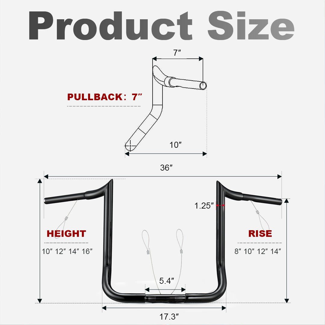 For Harley 1986-2023 Touring Handlebars with 8"/10"/12"/14"