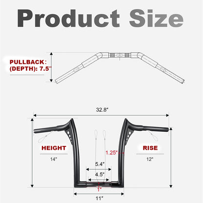 For Harley 1998-2013 1.25 inch fat Ape Hangers Meathook Bars