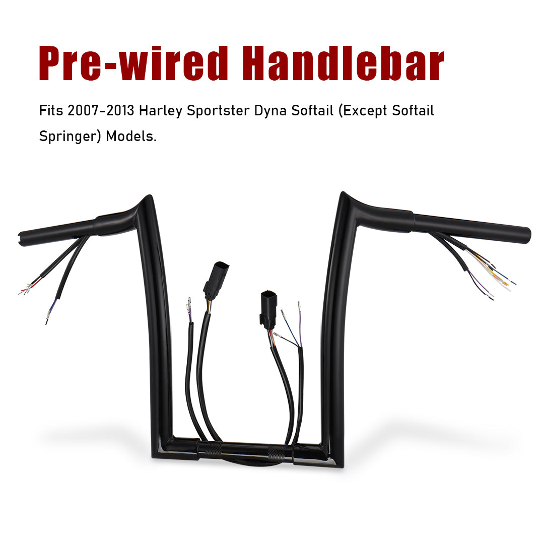 For Harley 2007-2013 1.25 Inch Meathook Pre-wired Handlebars