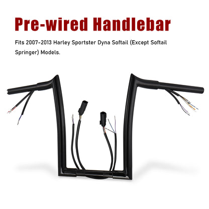 For Harley 2007-2013 1.25 Inch Meathook Pre-wired Handlebars