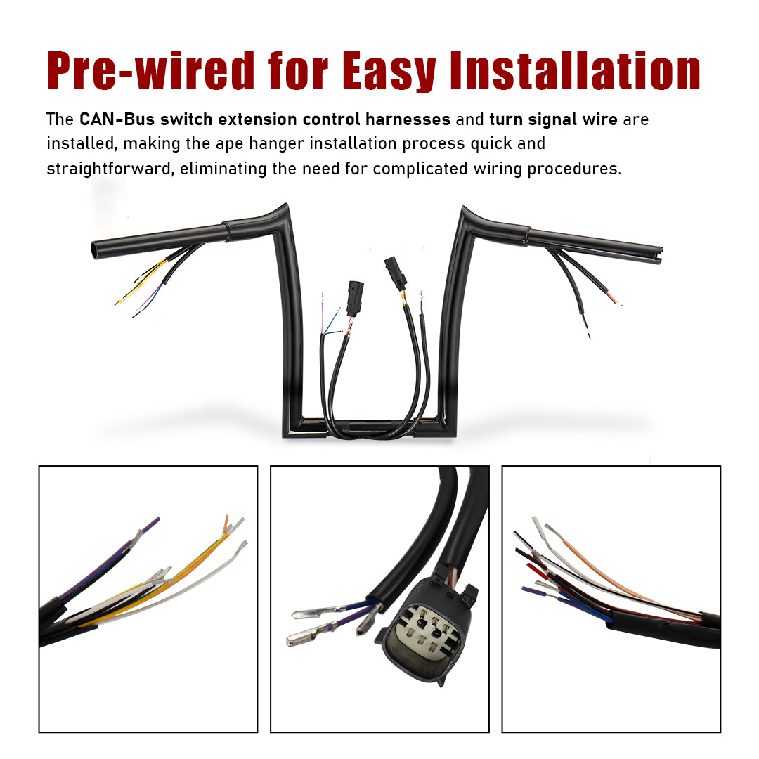 For Harley 2007-2013 1.25 Inch Meathook Pre-wired Handlebars