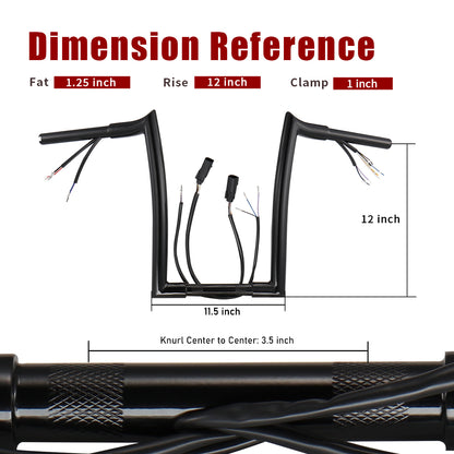 For Harley 2007-2013 1.25 Inch Meathook Pre-wired Handlebars