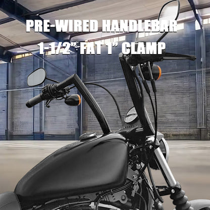 For Harley 2012-2017 Ape Hanger 1.5 Inch Meathook Pre-wired Handlebars