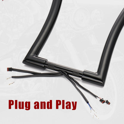 For Harley 2012-2017 Ape Hanger 1.5 Inch Meathook Pre-wired Handlebars