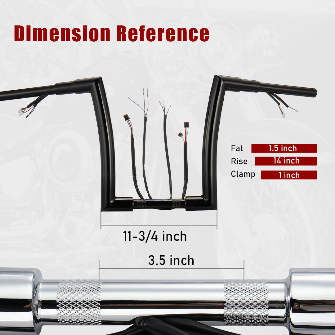 For Harley 2012-2017 Ape Hanger 1.5 Inch Meathook Pre-wired Handlebars