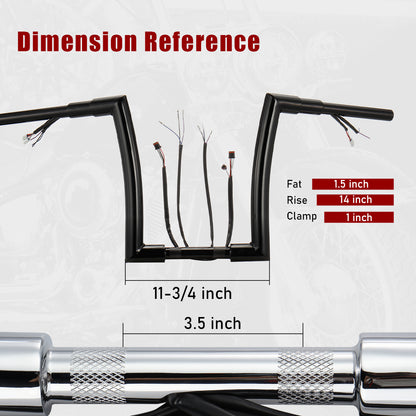 For Harley 2012-2017 Ape Hanger 1.5 Inch Meathook Pre-wired Handlebars