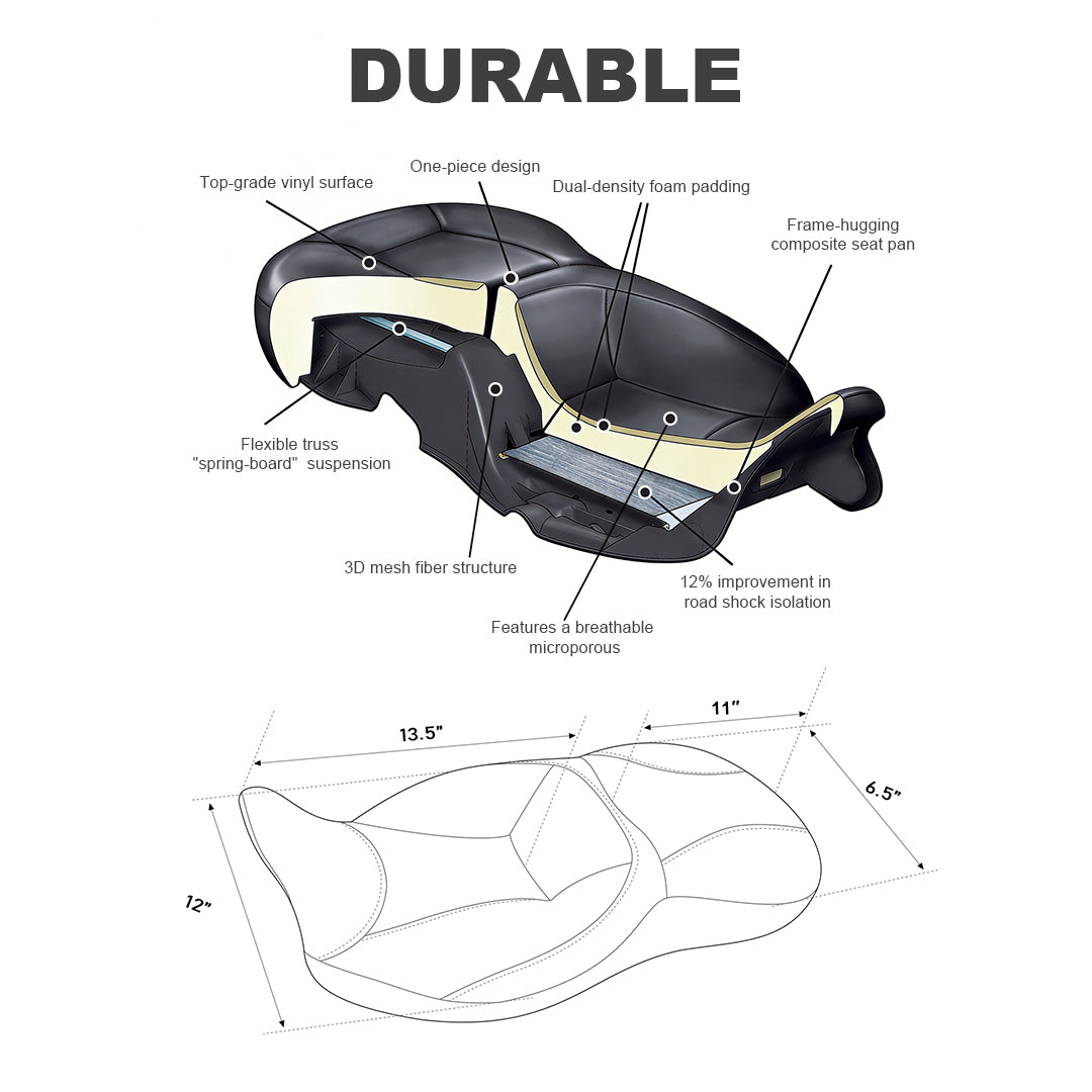 For Harley Softail 2000-2017 One-Piece Driver Passenger Seat