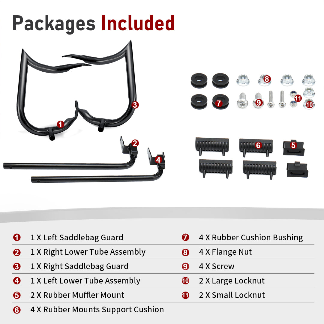 For Harley Touring 2014-Later 1.25 Inch Rear Saddlebag Bracket Guard Bars