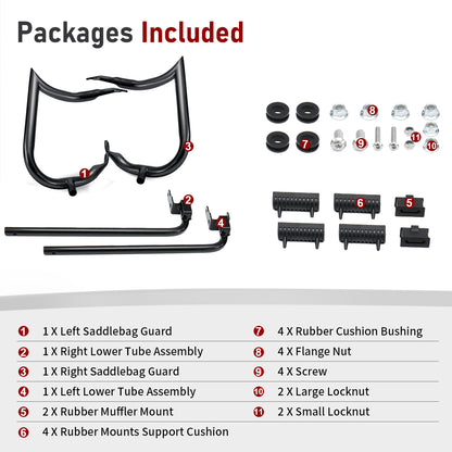 For Harley Touring 2014-Later 1.25 Inch Rear Saddlebag Bracket Guard Bars