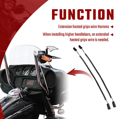 Heated Grips Wire Extension Harness for Harley Touring Softail 2008-2023 with 2 Pieces