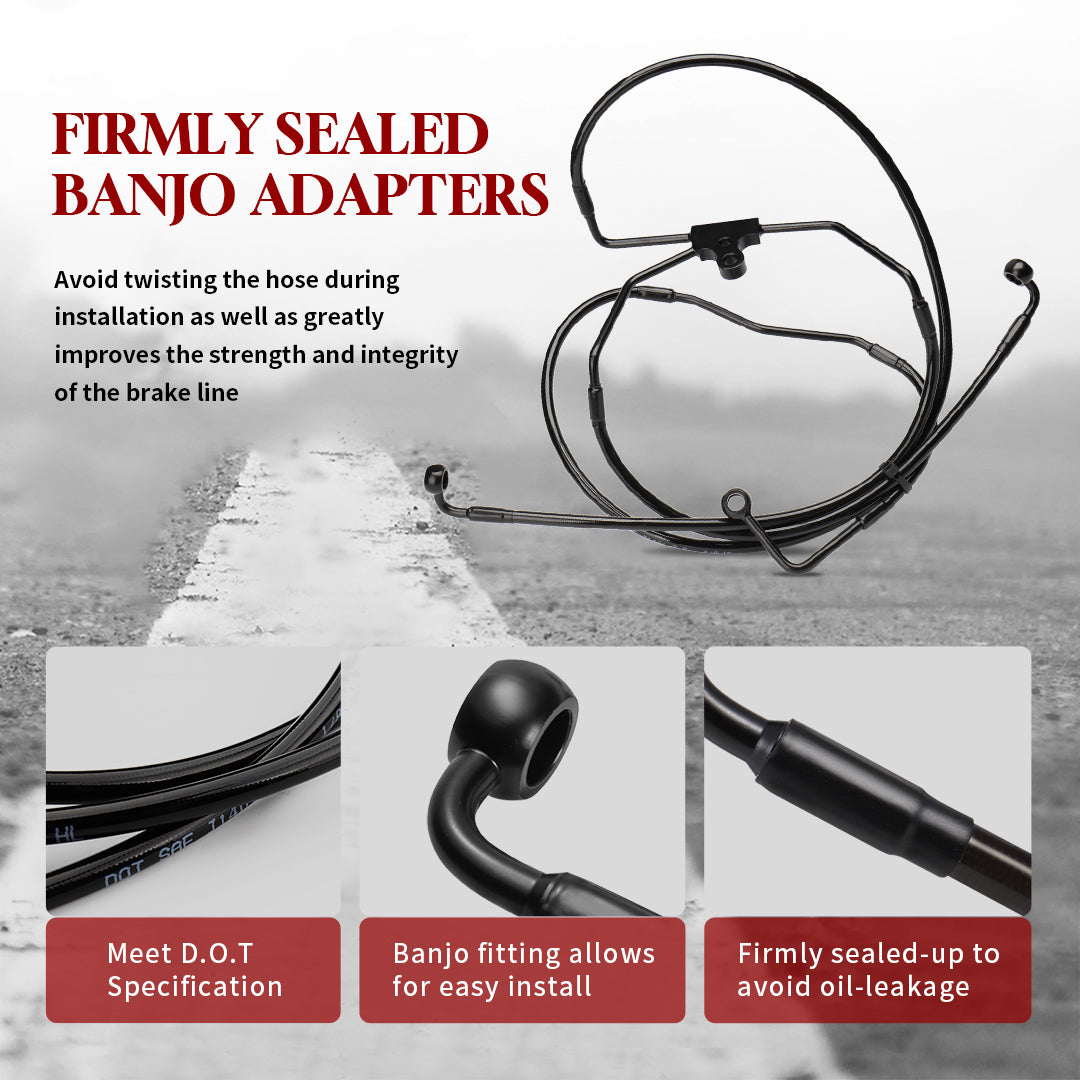 Lower Front Brake Line Stainless Steel Braided Brake Cable Kit for Harley 2008-2013 With ABS