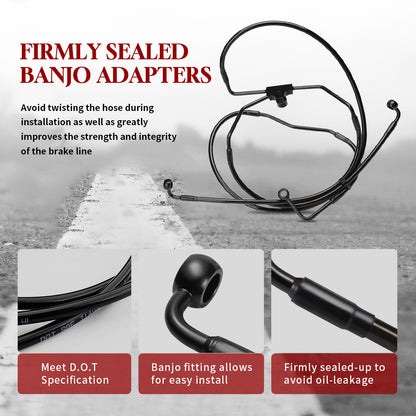 Lower Front Brake Line Stainless Steel Braided Brake Cable Kit for Harley 2008-2013 With ABS