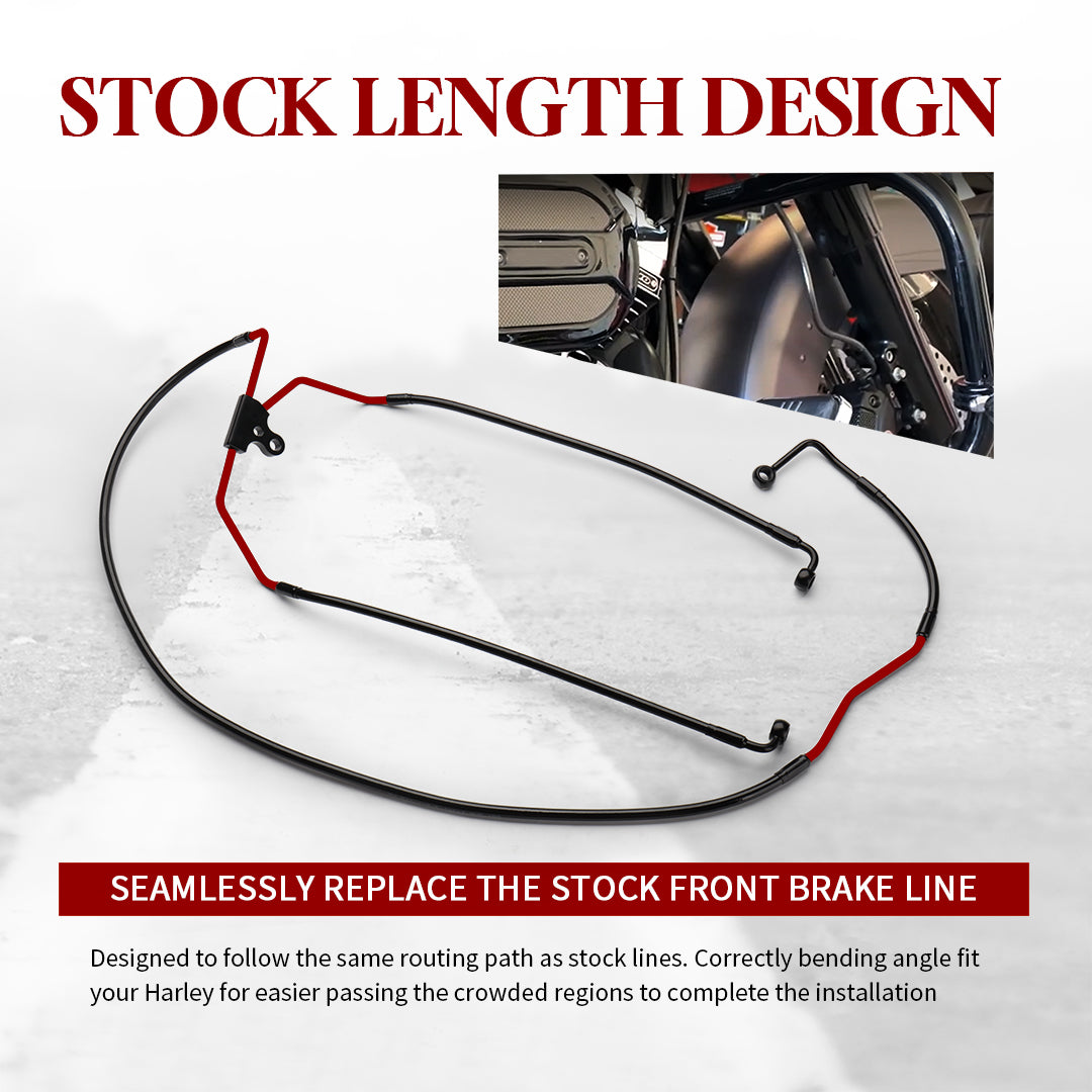 Lower Front Brake Line Stainless Steel Braided Brake Cable Kit for Harley 2008-2013 With ABS